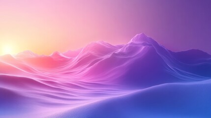 Wall Mural - A beautiful mountain range with a pink and purple sky in the background