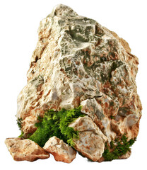 Sticker - [Transparent Background PNG]Large Moss Covered Rock Isolated on White Background