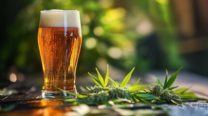 Beer from hemp. Beer and marijuana.