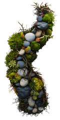 Sticker - [Transparent Background PNG]Abstract Nature Art with Moss, Rocks, and Twigs