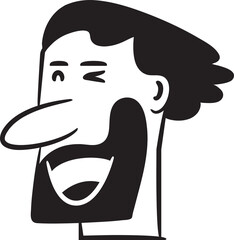 Sticker - Beard Man Face Comic Illustration