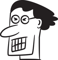 Sticker - Funny Human Face Comic Illustration
