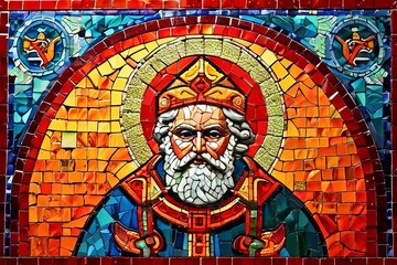 Sticker - mosaic tiled tribute a mosaic image of st nicholas created from