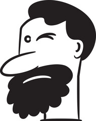 Sticker - Beard Man Face Comic Illustration