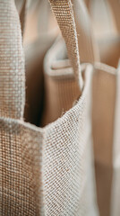 Close-up of biodegradable shopping bags made from corn-based bioplastics. Eco-friendly material, emphasizing sustainable alternative to traditional plastic bags for environmentally conscious consumers