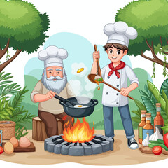 Wall Mural - cooking in nature  vector