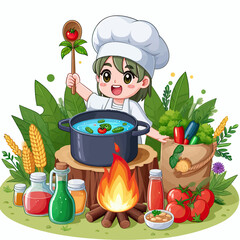 Canvas Print - cooking in nature  vector