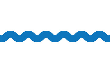 Wall Mural - Minimal blue ocean, sea wave ornament icon. Line art waves