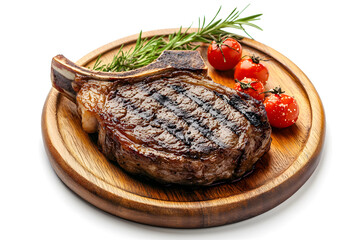 Wall Mural - Grilled beef tomahawk steak isolated on white background