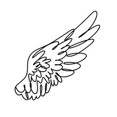 angel wing one line art drawing
