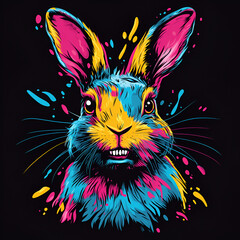 Wall Mural - Colorful Bunny Graffiti T-shirt Design