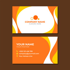 Wall Mural - Business card template with orange yellow flat background