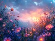 © Bussakon - Enchanted Twilight Meadow with Glowing Flowers and Ethereal Lighting