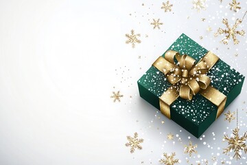 Christmas background with gift box tree and ribbon. New Year concept, xmas card, christmas background