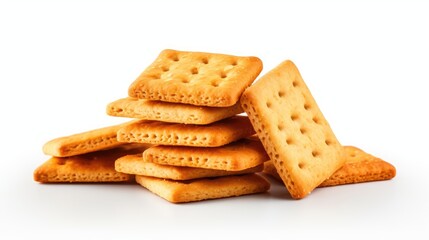 biscuits or crackers isolated on a white backgrounda money bag , stackedwith gold coins, isolated on a white background,generative ai