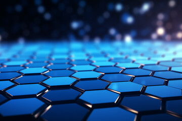 Poster - Abstract blue hexagons pattern background for design.Hi-tech science and research concept innovation.