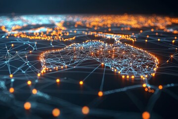 Wall Mural - Digital map of australia network connectivity created with generative ai