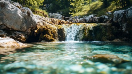 Wall Mural - Serene Waterfall in a Pristine Forest