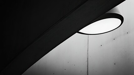 Abstract close-up of a minimalist bridge lamp with clean lines and a smooth, monochrome background