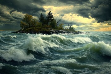 A Small Island Amidst Stormy Seas