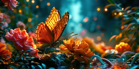 Canvas Print - butterfly on the flower