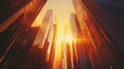 Canvas Print - Golden Sunset Over Skyscrapers