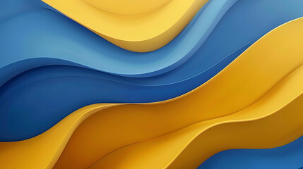 Mesmerizing abstract background with dynamic blue and yellow curved waves creating a flowing and fluid motion. Perfect for modern designs, offering a trendy and stylish touch