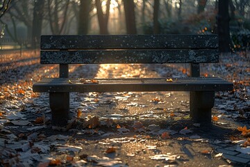 Wall Mural - a bench in a park.