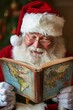 © Ilja - Jolly Santa Claus Studying a World Map, Preparing , Christmas Preparations,, Travel Plans