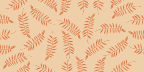 Wall Mural - autumn seamless pattern abstract floral background with leaves, hand drawing flat color.