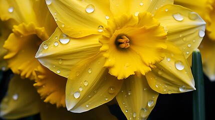 Poster - a yellow flower with water drops. 