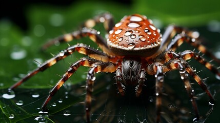 Poster - a spider with water droplets on it. 