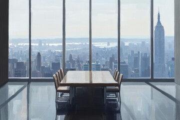 Wall Mural - In the light home kitchen, there are eating tables, chairs, a cupboard, and a window