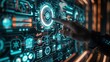 © ปฏิภาน ผดุงรัตน์ - Digital screen of control panel in command center or cyber security office, hand of operator touches futuristic computer dashboard