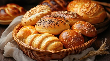 Delicious breakfast, bread and coffee