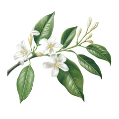 Wall Mural - Botanical Illustration of White Jasmine Flowers