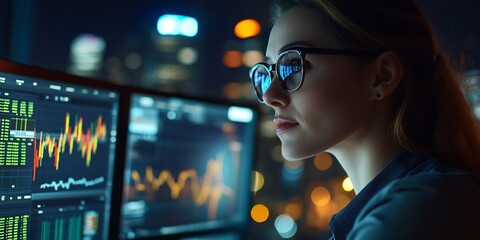 Femme analysant des données numériques, économique, financière. Codage, et cybersécurité, menace informatique, données des utilisateurs et violation de la vie privée. Intelligence artificielle, IA 