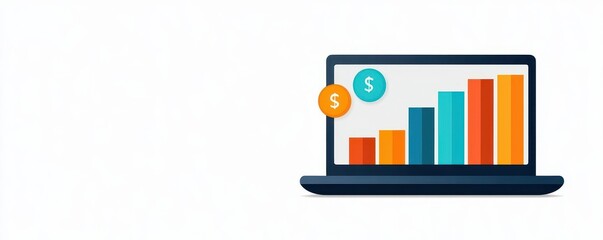 Encrypted analytics data, financial visualization tools, flat design illustration