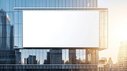 Canvas Print - Modern building facade with blank billboard.