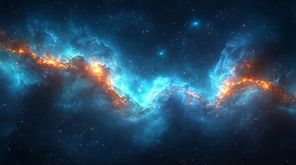 Wall Mural - A cosmic nebula with swirling clouds of gas and dust, illuminated by stars in the background.