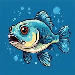 the AI Image Generator, cartoon fish underwater in the ocean sea, cute