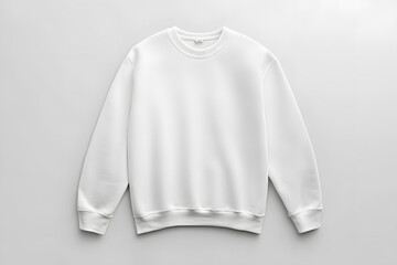 Mockup of white sweatshirt, blank pullover with a long sleeve, isolated on white background	