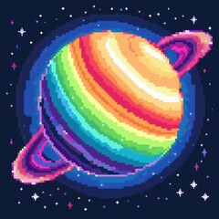 Poster - Rainbow planet in space