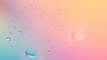 Poster - Water droplets on a gradient background of blue, pink, and yellow.