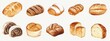 © AbstractAI - Variety of adorable watercolor style bread illustrations