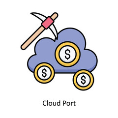 Cloud Port vector filled outline Icon Design illustration. Smart Home and Technology Symbol on White background EPS 10 File