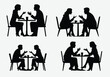 © Elenor Design - Silhouette of two business people in Deep Conversation at a Café .Businessman and Businesswoman meating silhouette