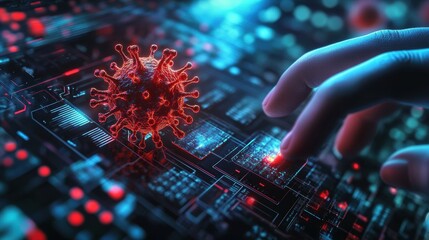 Unleashing Chaos: Hand Injecting Virus into AI Computer Close-Up