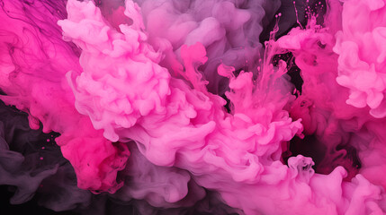 Wall Mural - pink paint splash isolated on black background. paint background.