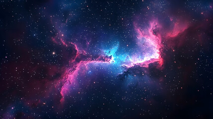 Stary night cosmos. Universe science astronomy. Colorful space galaxy cloud nebula. Illustration for cover, card, postcard, interior design, banner, poster, brochure or presentation.